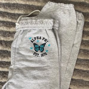 Alpha Phi butterfly sweatpants